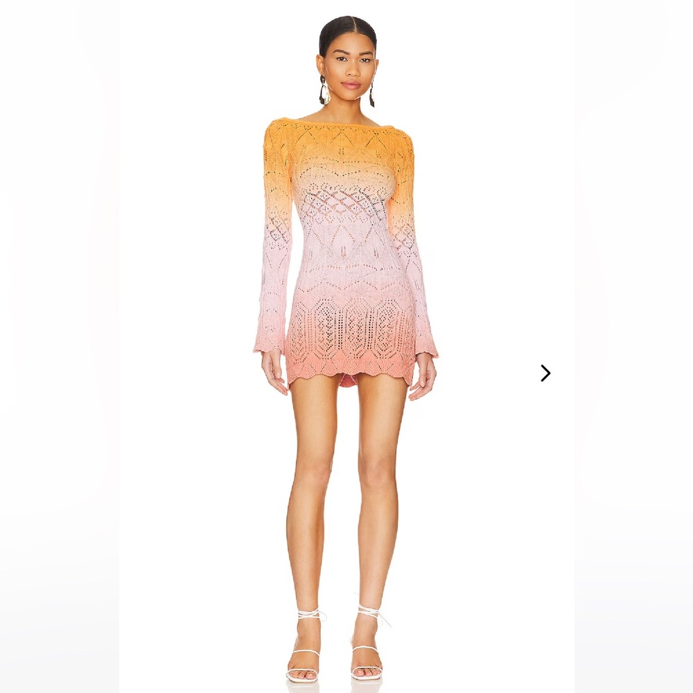Lovers + Friends Nadalia Ombré Crochet Dress in Orange and Light Pink